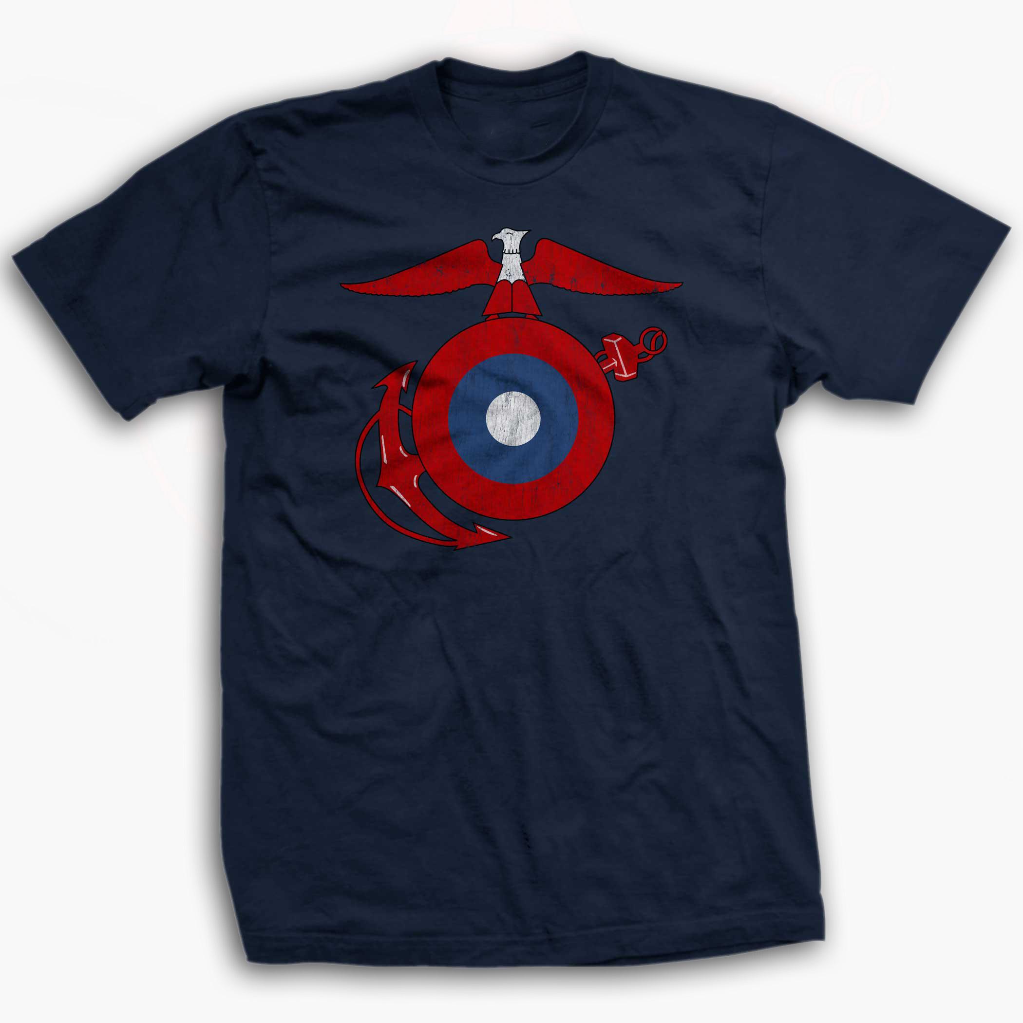 WWI Marine Roundel T-Shirt, Vintage Military Heritage Streetwear Style, Casual Patriotic Outfit Gift for Marine Corps Fans
