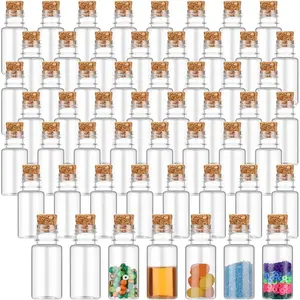 100 Packs 10ml Mini Plastic Bottles with Corks Stoppers Small Potion Bottles Tiny Clear Sand Art Jar Wishing Vial for Wedding Birthday Party Decoration DIY Crafts Gift