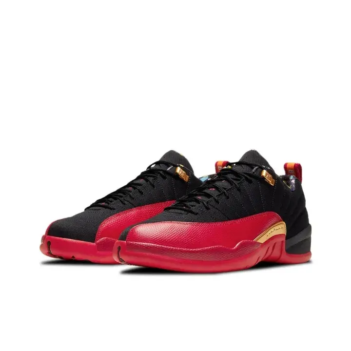 Unisex Low Top Black Red Gold CNY Basketball Shoes Full Cushion Outsole Street Daily Retro Sneakers With Original Shoe Box