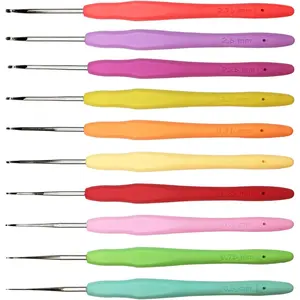 Set of 10 Small Size Crochet Hook Set,  Handle Crochet Hook  for  Hands, Thread Crochet Steel Lace Hooks Size 0.5mm to 2.75mm