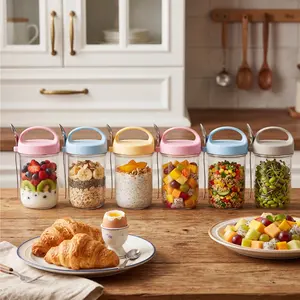 16oz Overnight Oats Containers with Lids, 6 Pack Wide Mouth Mason Jars with Airtight Lids, Overnight Oats Jars for Salad, Chia Seed, Cereal, Yogurt