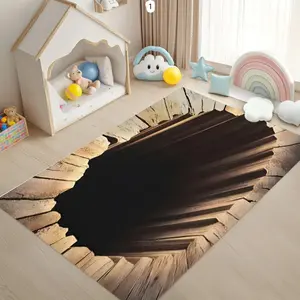 2D Pit Trap Carpet Suitable for Retro Living Room Carpet Bedroom Carpet Office Home Kitchen Decoration Creative Fashion Game Carpet Decorative Area Rug
