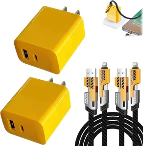 2Pcs New 120w Type C/USB A Dual Ports Adapter, C Chargers Fast Charging 3.3 ft, Fast Phone Charger, Mechanical Style Multi-Function Cable, for Gaming Office Travel