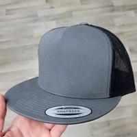 Charcoal Gray with Black Mesh Flatbill Snapback