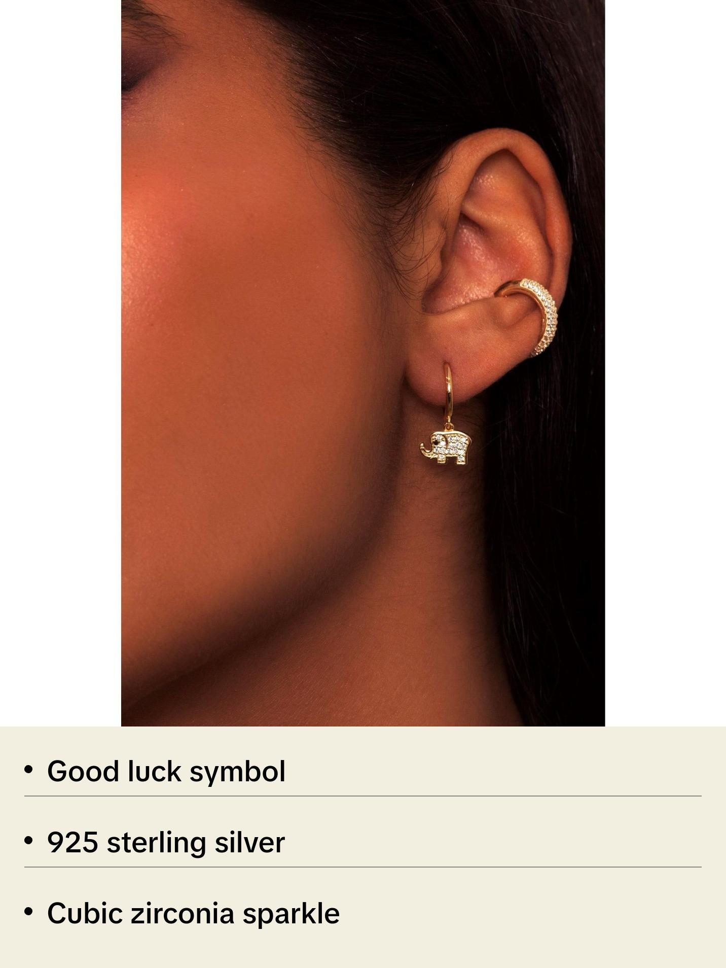 Elephant Charm Huggie Earring