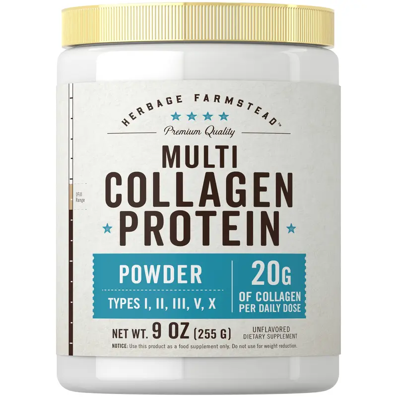 Carlyle Multi Collagen Protein Powder for Women and Men - 9 Oz - Type I, II, III, V, X - Unflavored - Non-GMO Gluten Free - by Herbage Farmstead