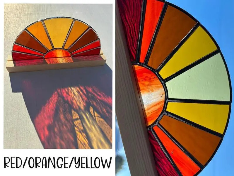 Stained Glass Sunburst, Rainbow, Sunray, Sunset, Ombré, Flower, Suncatcher, Window Decoration, Tabletop, Handmade, Glass Art