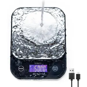 Waterproof Kitchen Scale, 0.1g/0.01oz High Precision, 5kg/11lb, Washable, USB Rechargeable, Digital Scale for Food,Cooking, Baking, Weight Loss