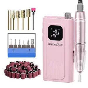 MelodySusie SC300F Electric Nail Drill & 7pcs Gold Tungsten Carbide Nail Drill Bits