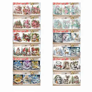 6-Piece Diamond Painting Christmas Card Set, Style Animal Design, DIY Craft Kit for Birthdays & Holidays, Unique Gift Idea