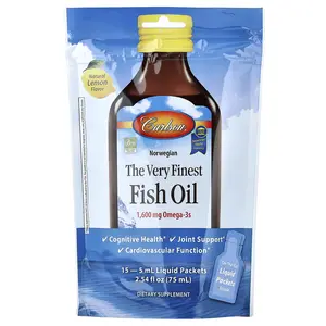Carlson Norwegian, The Very Finest Fish Oil, Natural Lemon, 15 Packets, 0.17 fl oz (5 ml) Each