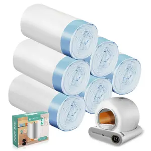 80 Count Waste Bags for Self-Cleaning Cat Litter Box, Replacement Extra Large Cat Litter Box Liners, 4 Rolls Drawstring Trash Bags for Automatic Litter, 20 x 18 Inches（4 Packs/80 Counts）