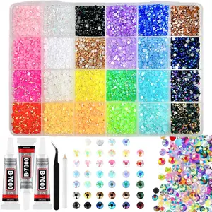 1 Box 24 Colors Semi-circular Rhinestones Bedazzling Kit, 3mm Multi-colors Hot Selling Flatback Resin Diamond Nail Gems DIY Phone Case Headphone Pen Nail materials Rhinestone Decorations