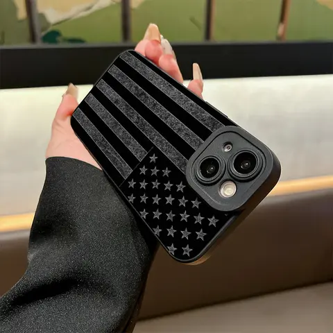 Vintage Monochrome Cowboy American Flag TPU Cellphone Casing - Shockproof, Protective, Frosted, Skin-Friendly, Waterproof, Full Lens Coverage, Phone Accessory for Multi-Model iPhone, Samsung Galaxy & Accessories for Women
