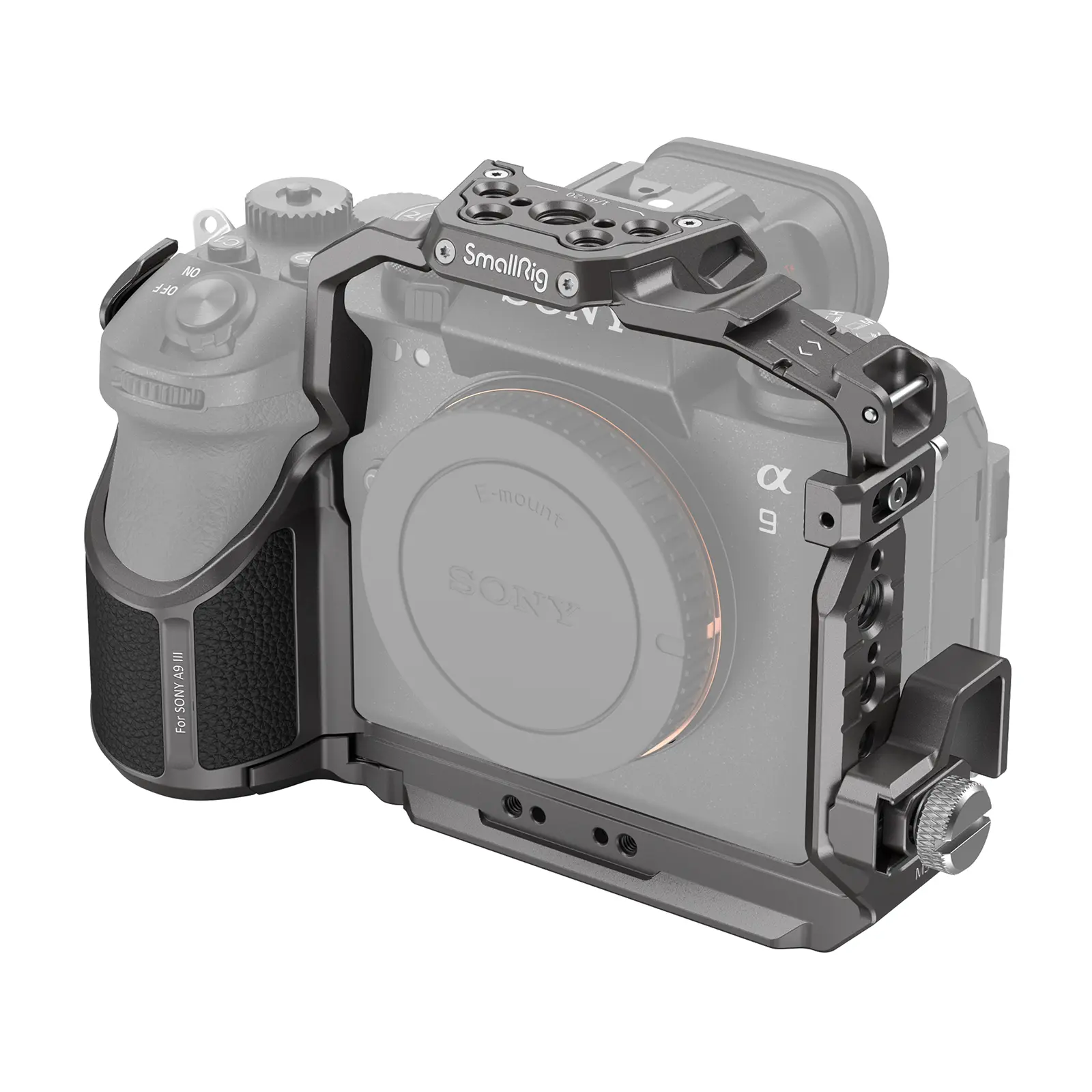 SmallRig Camera Cage for Sony Alpha 9 III, Fits Plate for Arca-Type, Compatible with RS 2/RSC 2/RS 3 Stabilizer, with a Cable Clamp for HDMI, Cold Shoe, QD Socket, NATO Rail and Threaded Holes -4533