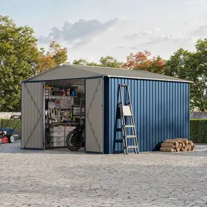 10 x 10 FT Metal Outdoor Storage Shed with Lockable Single Door, Large Garden Tool Shed for Backyard, Patio, Lawn & Garden Storage
