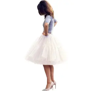 Women's Knee Length Princess Petticoat Underskirt Tulle Tutu Skirt for Prom Party P84