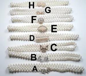Handmade Weave White Pearl Belt 8 Style For Chose Skinny Bridal Sash Wedding Dress Belt