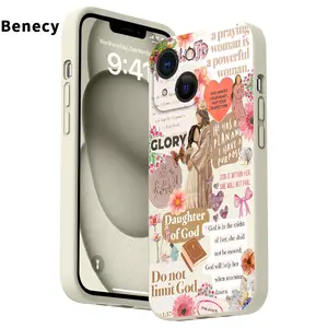 Straight Edge Phone Case for iPhone 15 16 14 Pro Max 13 12 11 XR XS Plus E Divine Daughter's Embrace Pattern Pocket-Friendly Shockproof Liquid Silicone Protective Soft Smartphone Casing