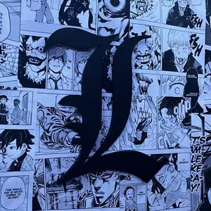 Anime Death Note Iconic "L" Symbol 3D Wall Art Decor - Light Yagami's Rival - 9x10x0.5in - Black/Grey - Ready to Hang with Command Strips - Perfect Gift for Anime Fans