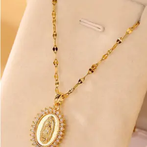 Stainless Steel Virgin Mary Pendant Necklace for Women - Fashion Pop Jewelry, Anniversary, Birthday, Party Gift for Mother's Day
