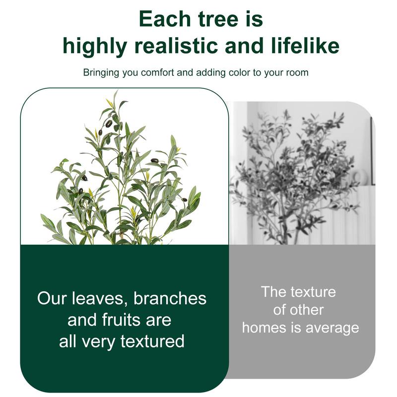 Valentine's Day Gift | DLDA 2-Piece 4Ft Faux Olive Tree with Lifelike Silk Leaves & Real-Wood Trunk for Home Office Decor Artificial Plants Decorative Fake Indoor Plants