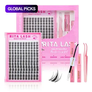 Curl Wispy False Eyelash Cluster Lashes with Lash Remover and Tweezers Kit, 1 Box Natural Self-Grafting DIY Lash Clusters Segmented Eyelashes, Eye Makeup Accessories #GLOBAL PICKS