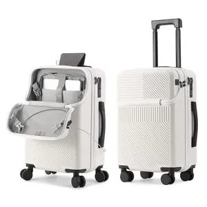 20 Inch Carry On Luggage with Front Opening Laptop Compartment, Hard Shell PC Suitcase with USB Port, Silent 360° Wheels, Storage, TSA Lock