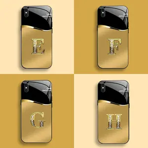 Suitable for [iPhone Xs Max] New high-end gold letter glass mobile phone case New business simple metal paint electroplated glass mobile phone case Affordable anti-fall and anti-fingerprint 995