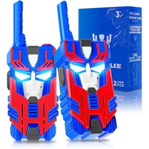 Transform Toys Walkie Talkies for Kids 2 Pack Blue Leader Robot, 2500 FT Range, Cool Eye Lights for 3 4 5 6 7 8 9 10 Year Old Outdoor Camping Toys, Christmas Birthday Gifts for Boys Ages 3-12