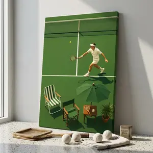 [Sale off up to 40%] [Frame Canvas] Vintage Tennis Canvas Wall Art, Minimalist Sports Wall Art, Retro Green Court Poster, Tennis Coach Gift, Retro Athlete Canvas Art