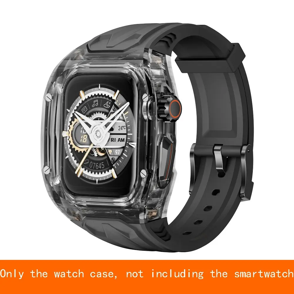 Transparent Tpu Case Band for Apple Watch Ultra 3 49mm, Modification Kit Strap for Series 9 8 7 6 5 4 Se3 45mm 44mm, Smartwatch Strap Protection, Smart Watch Accessories