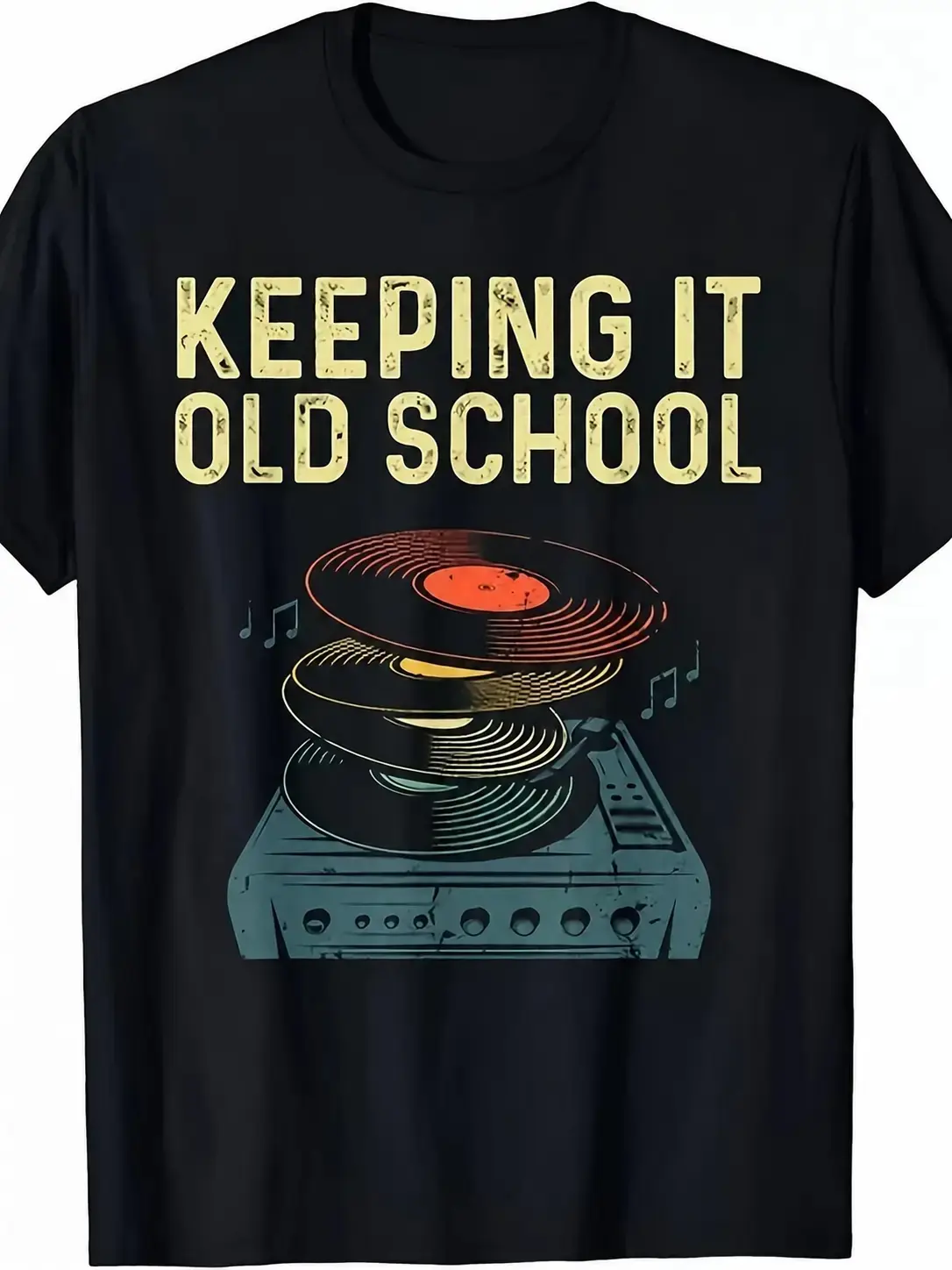 Men's Retro Vinyl Record Graphic T-Shirt - Music Lover DJ Vintage Tee