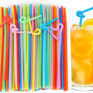 100 Pack Reusable Colorful Bendy Straws, 10.23in Flexible Drinking Straws, Food-Grade Plastic Straws for Party, Juice, Smoothie, Bar, Home Use