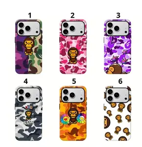 Bape camouflage rugged case for iPhone 17/16/15/14/13/12/11 Pro Max - modern design with Milo heart, the perfect gift for him/her.