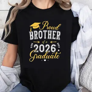100% Cotton Proud Brother Of A 2026 Graduate T-Shirt