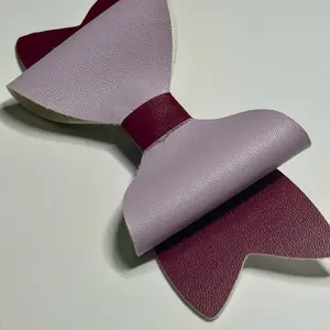 Ruby Bowtique Hand Crafted Faux Leather Hair Bow in Lavender and Maroon Colors for Stylish Hair Accessories