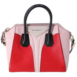 Pre-owned GIVENCHY Leather Tote Bags Antigona Multicolor Colorblock Tri Color Red Pink Black
