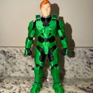 Custom Master Chief Action Figure in Green Armor with Detailed Design and Unique Features