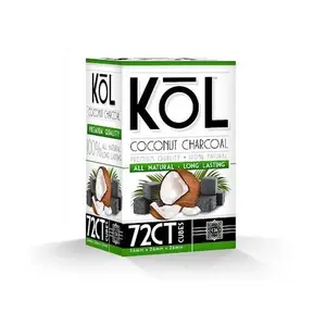 KOL Natural Coconut Charcoal Cubes 72ct – Clean Burning, Long Heat Output