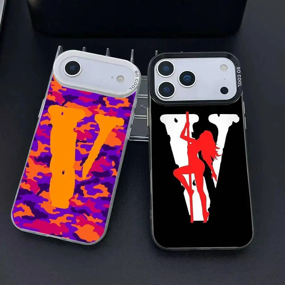 Luxury V-Vlone V-V Letter Phone Case, Streetwear Style Plated Protective Cover For iPhone 11-17 Pro Max/Plus & Samsung Galaxy S23-S25