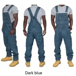 Denim Bib Overall Mens Jeans 2025 Overalls Men Pockets Casual Loose Long Denim Pants Slim Splice Straight Rompers Autumn Menswear Suits