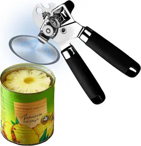Heavy-Duty Can Opener Manual Ergonomic Design with Large Turn Knob & Sharp Cutting Wheel for Smooth Edge Cut Stainless Steel Kitchen Tool