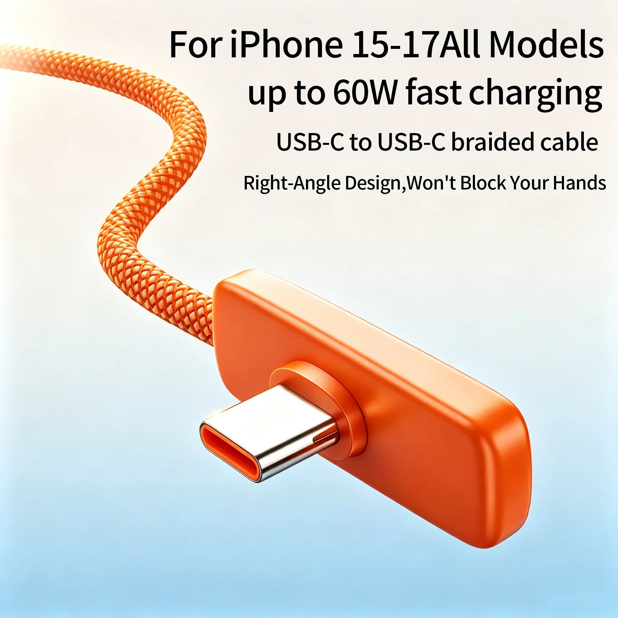 Kaxoe Braided cable,90 Degree USB-C to USB-C Cable,60W PD super Fast Charging,iphone Right Angle Fast Charger Cable,Compatible with iPhone 15 16 17 pro max Power Bank Car Home Outdoor,phone cables usb c .