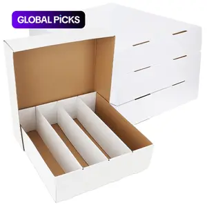 1/2pcs 4-Row Trading Cards Storage Boxes, Trade Card Box - Can Hold Up to 3000+ Cards, Cardboard Storage Box For PTCG TCG Sports Cards, White Bulk Card Organizer With Lid For Cartoon Anime Game Cards, Collectors' Holder