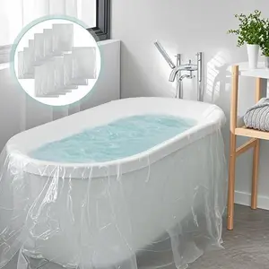 Large Disposable Bathtub Liners - 12 Pack Plastic Covers for Salon & Hotel Tubs - Waterproof Bath Tub Protectors (102 x 47 Inch) - Durable & Hygienic - Fits Standard Size Bathtubs Sheeted Bathroom