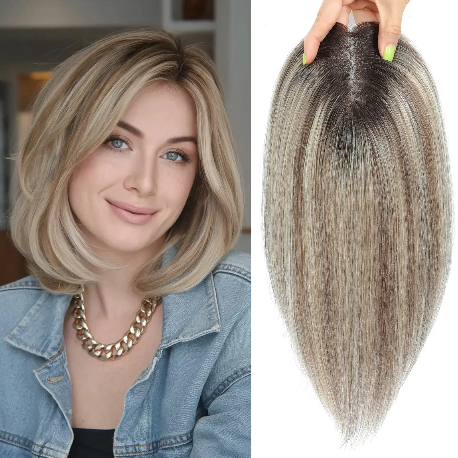 12inch Hair Topper for Women  Human Hair Toppers Dark Brown Hair Topper for Women 12 Inch Human Hair Pieces for Women Top Hair Toppers