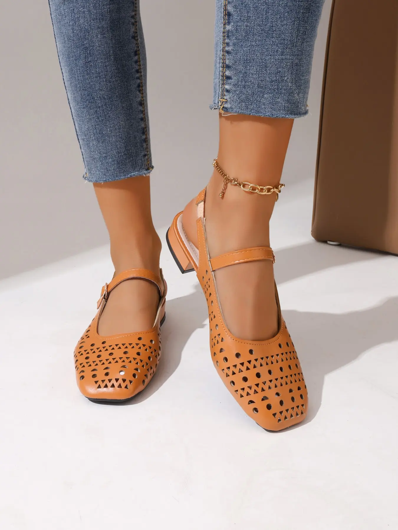 Summer Open Toe Breathable Mid Heel Sandals for Women, Mary Jane Leather Pregnant Shoes, Buckle Casual Daily Wear, Buckle Up Sandals, Adjustable Heeled Sandals, Footwear