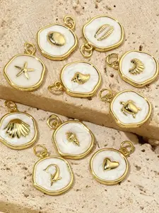 Ocean Themed Pendant, Shell & Starfish & Turtle Design Pendant, DIY Jewelry Accessories for Necklace & Bracelet Making