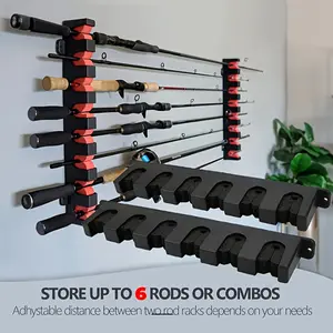 2pcs/set Fishing Rod Storage Display Rack, Horizontal Wall Mounted Fishing Rod Bracket, Can Store 6 Fishing Rods, Luya Rod Fishing Rod Display Rack, Fishing Rod Bracket Wall Mounted, Fishing Rods Holder